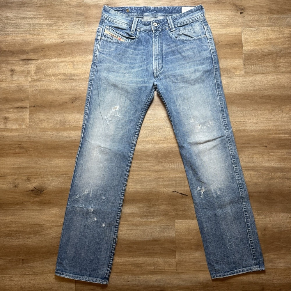 Diesel Paddom Jeans‎ 16Y Fits Men 29x30 Blue Straight Leg Whiskered Distressed